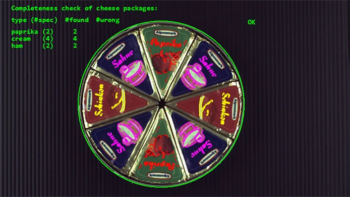 completeness checks of cheese packages with machine vision software