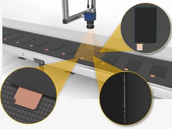 Inspection of electrode surface and tabs, and measurement of cut geometry with MVTec software