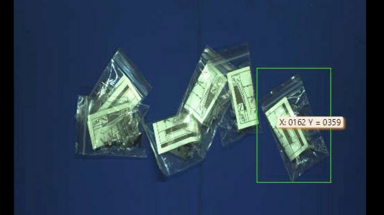 Hand-eye calibration enabling precise alignment between camera and robot for accurate gripping of accessory bags.