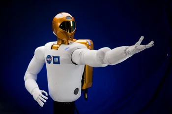 Humanoid robot Robonaut R2 developed by NASA and GM using machine vision for object recognition and manipulation in space.