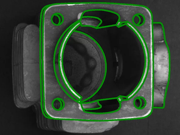 Localization of a known object with 3D matching in machine vision software MVTec HALCON.
