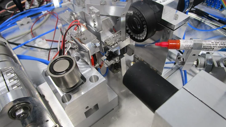 Fully automated assembly process using machine vision and precision automation equipment.