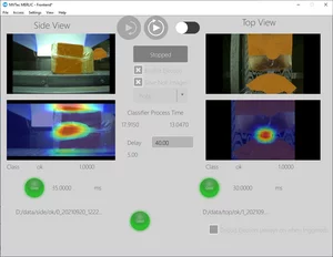 Graphical user interface of MERLIC 5 used to configure and monitor a deep learning–based inspection application.