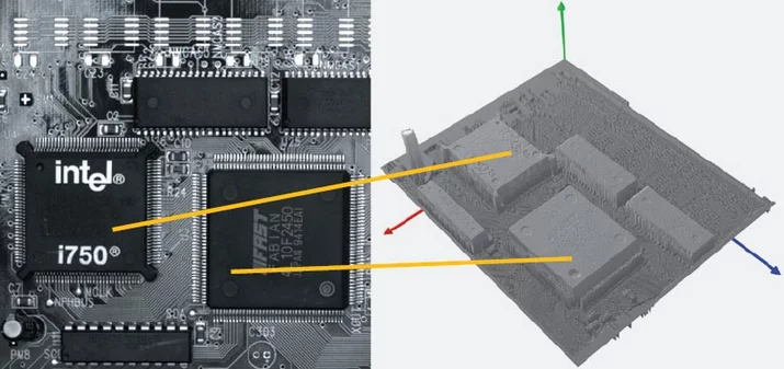 Measuring the object with sheet of light using our software.