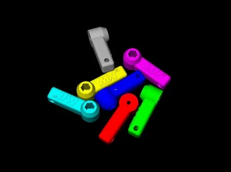 Colored CAD visualization of industrial components with machine vision software.