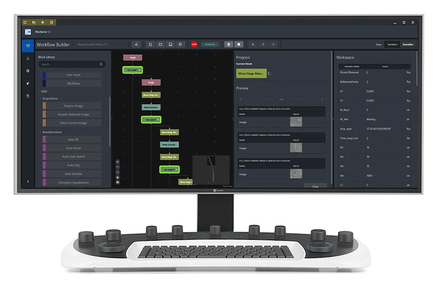 user interface of the software platform for automated microscopy ZEISS Blockwise