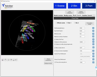 Precise 3D localization of disordered parts using machine vision software to determine position and orientation for robotic picking.