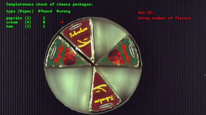 completeness checks of cheese packages with machine vision software