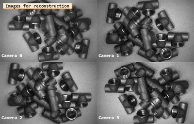 Multi-camera input images for 3D reconstruction (pipe joints) with MVTec HALCON
