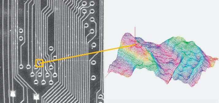 PCB trace inspection with DFF using our software.