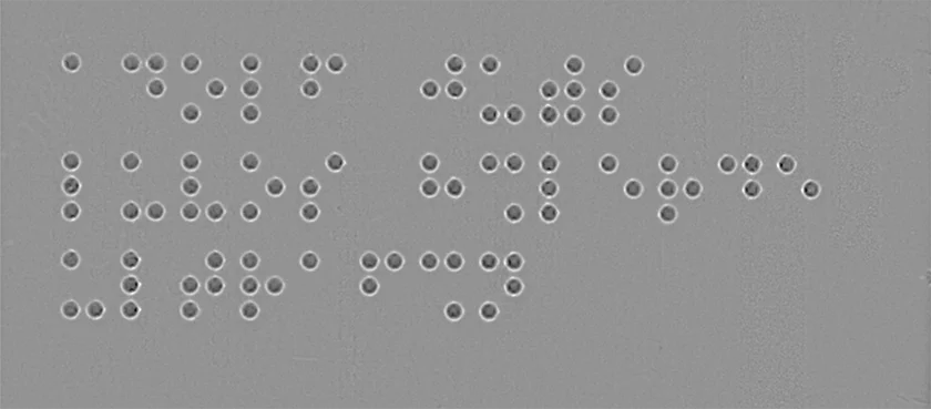 PMS shape map in HALCON clearly displays Braille characters for OCR and quality control.