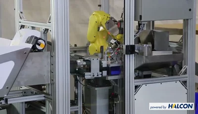 3D vision guided robotic assembly system using HALCON to determine position and orientation of parts from 3D point cloud data for automated clip assembly.