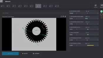 Micromechanical part measured with machine vision for high-precision inspection.