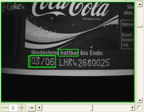 OCR and OCV inspection reading text and codes on a beverage bottle label.