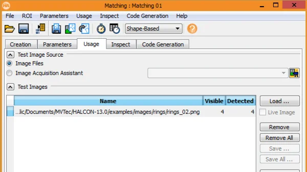 HDevelop matching assistant speedup greediness