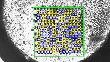 MVTec software reads an etched 2D code on a complex metallic surface reliably, even with changing illumination.