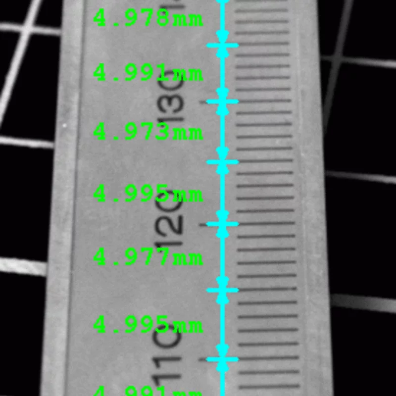 Distances on the caliper can be measured in the presence of perspective distortions.
